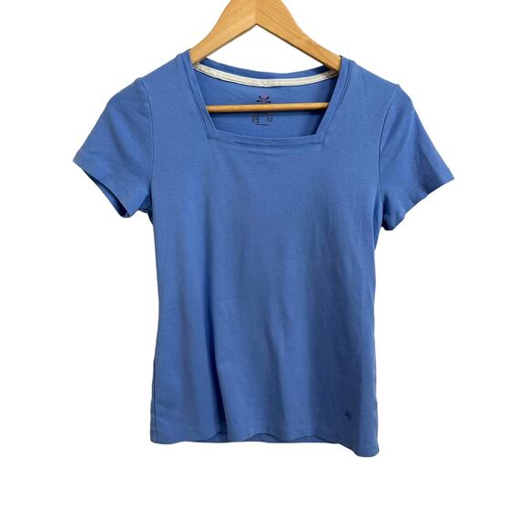 Isaac Mizrahi Live Essentials Women's Square-Neck Top Light Blue XXS - Picture 1 of 5